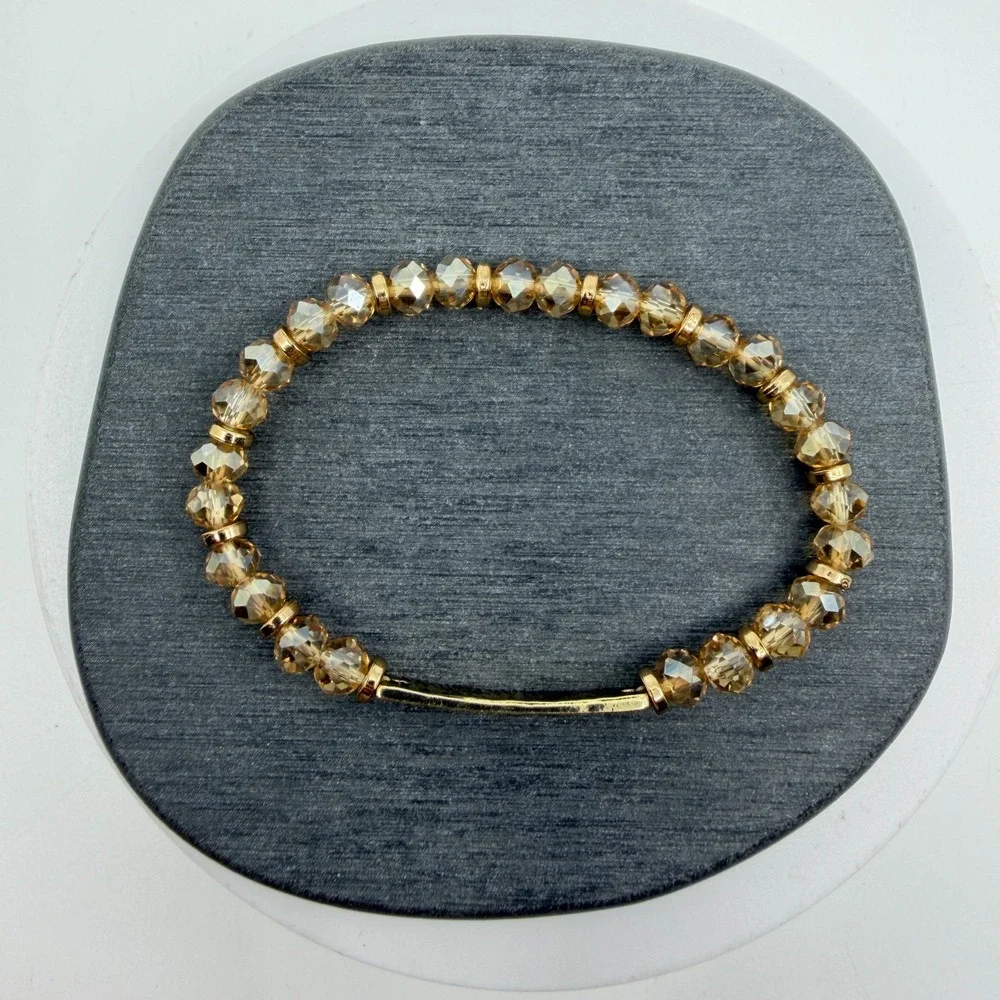 Amazing Grace Gold Tone Bead Bracelet Stacking Stretch Jewelry Gift Inspiration